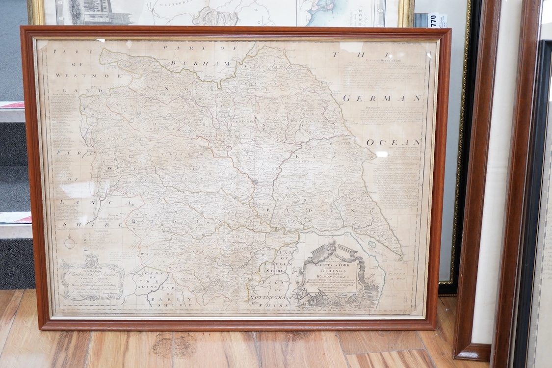 After Emanuel Bowen (1694-1767), Hand coloured engraved map of the County of York, printed for Laurie & Whittle, Fleet Street, London, etc., 53 x 73cm